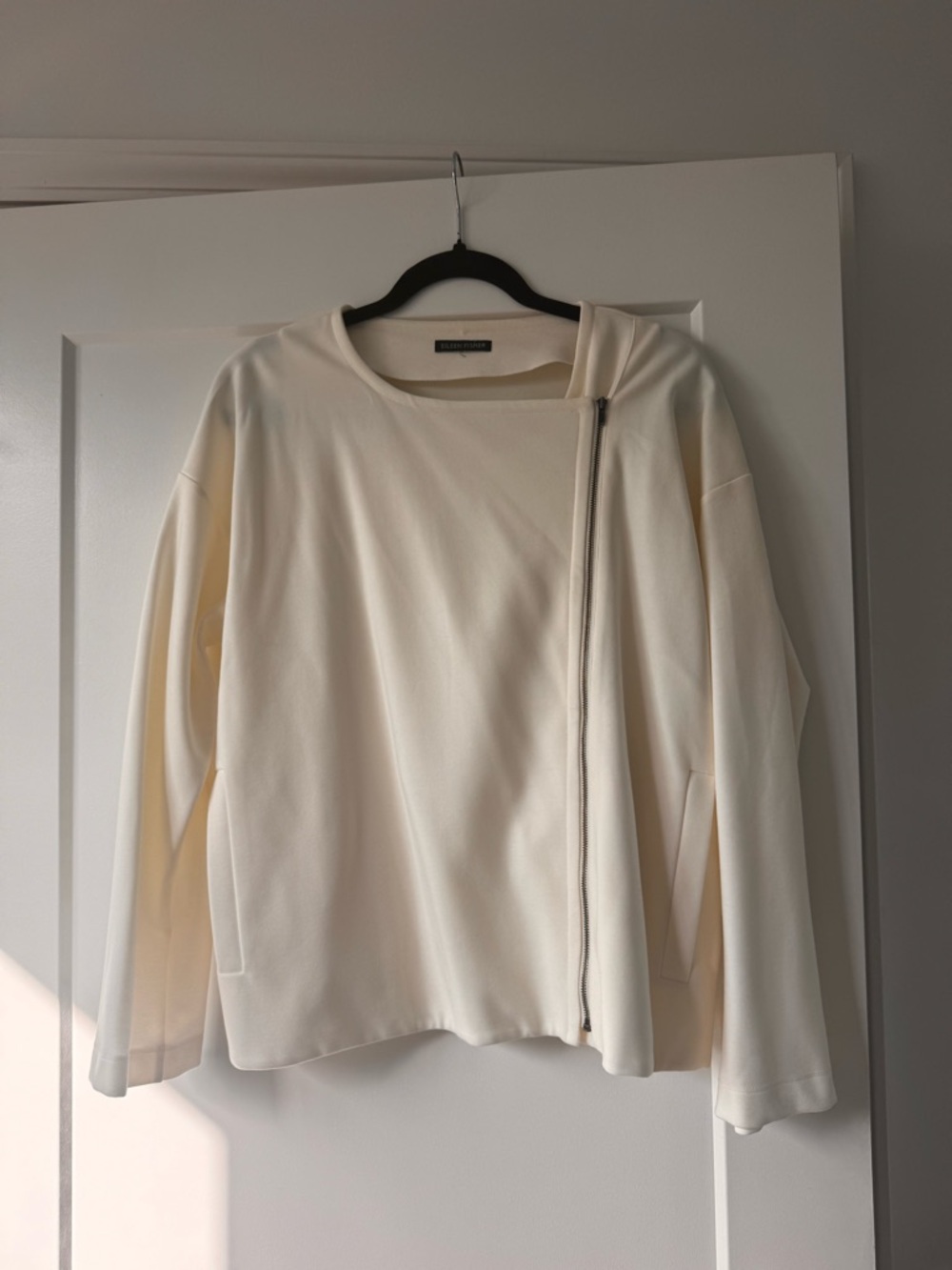 Eileen Fisher Cream Open-Front Collar Jacket